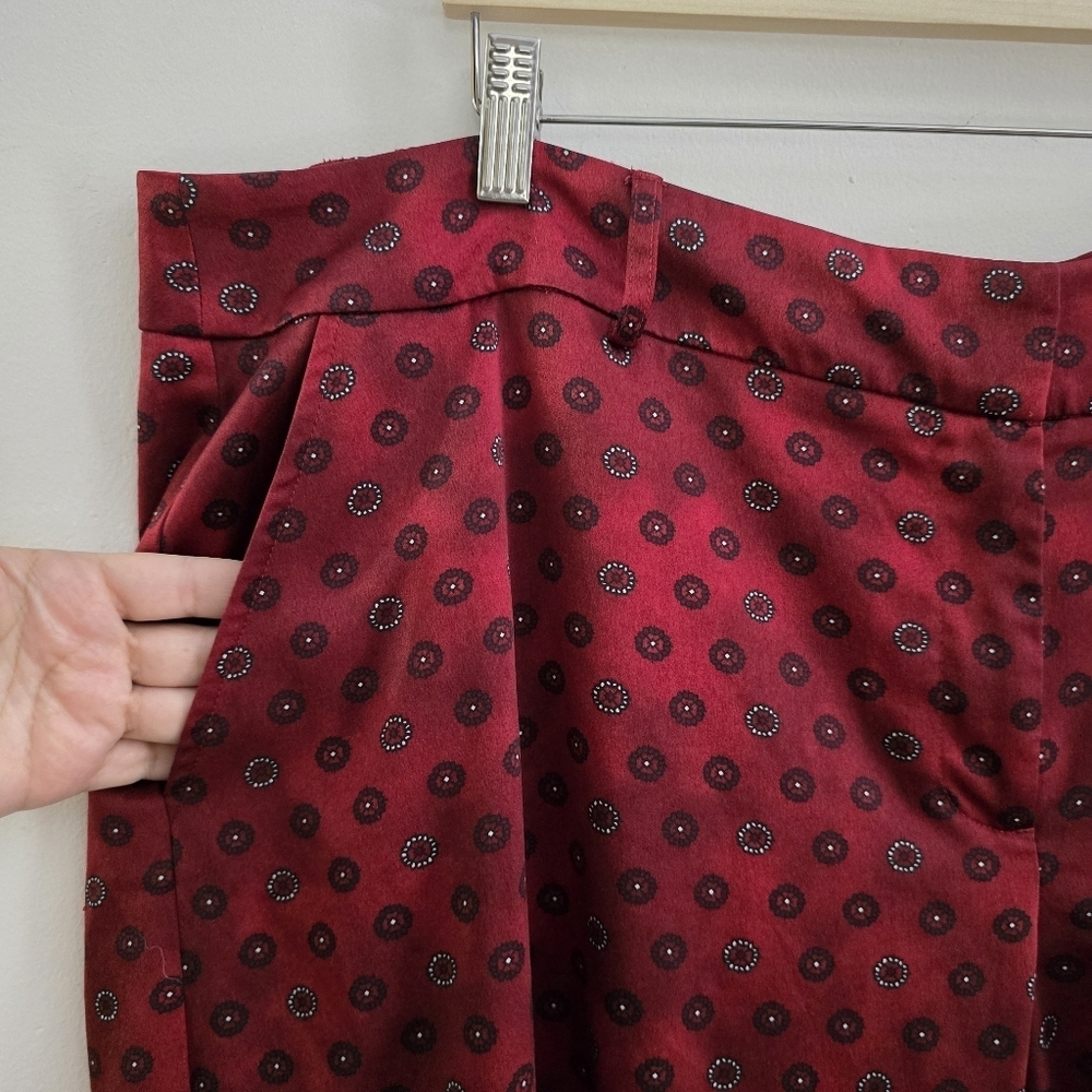 Lane Bryant Burgundy Red Printed Wide Leg Pants By Glamour X Size 22 - Picture 5 of 12